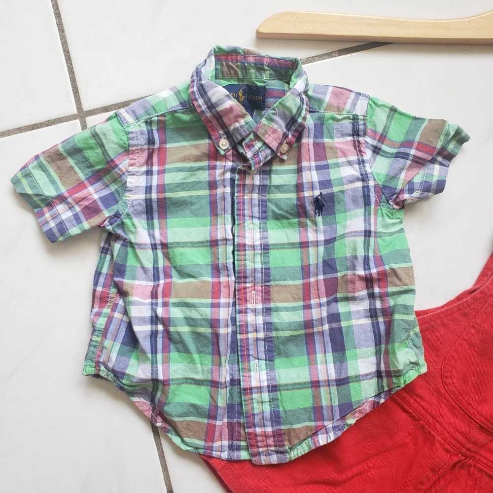 Ralph L. & Happy Kid 💙‎ Vintage Overalls Top Plaid